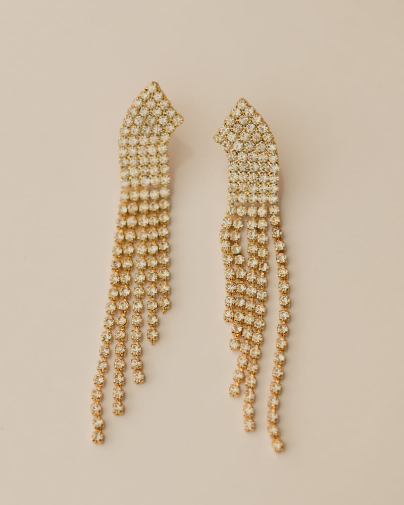 brinco cascata strass banho ouro 18k-1